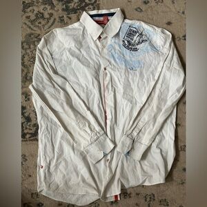 White and blue vintage Roca Wear dress shirt